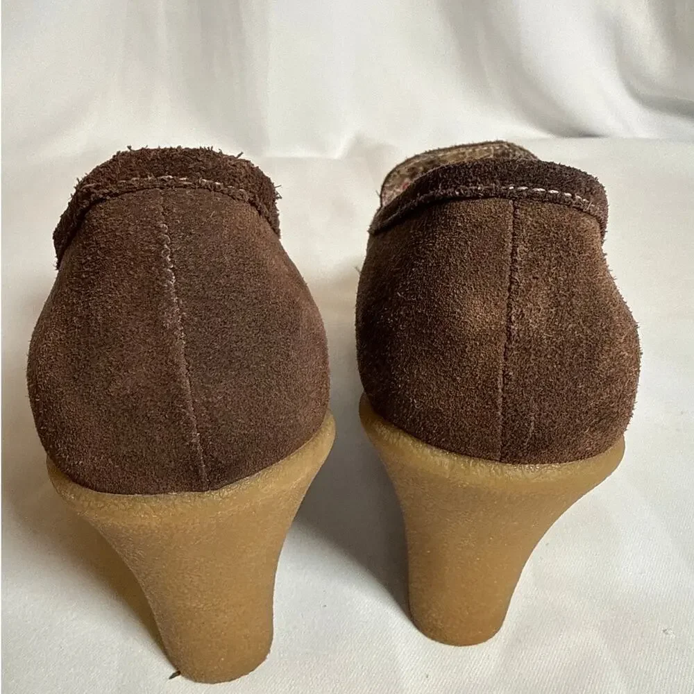 Paris Blues Y2K Brown Suede Platform Wedge Loafers Women’s 8.5 Vintage